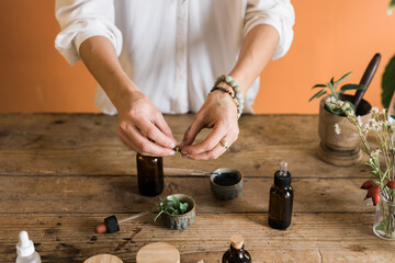 Naturopath Preparing Essential Oils
