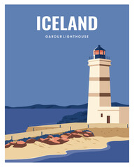 Travel Poster Iceland Illustration Background. vector illustration with colored style for poster, postcard, art, print. - obrazy, fototapety, plakaty