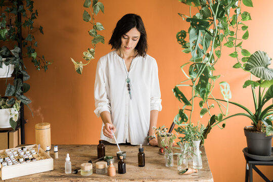 Naturopath Preparing Essential Oils