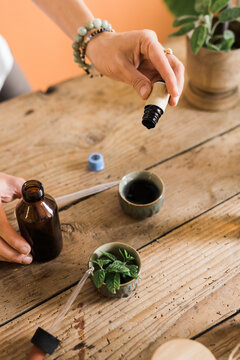 Naturopath Preparing Essential Oils