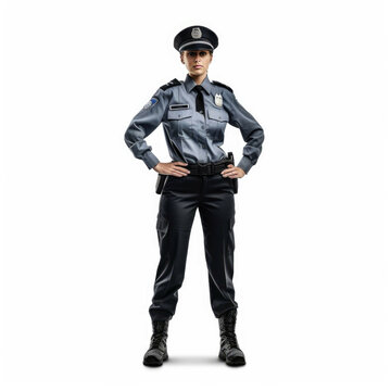 Police Officer Isolated On White Background - Generative AI