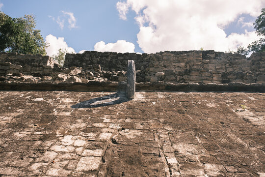 the ring of the typical mayan game at the ruins of coba in yucatan