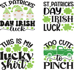 St. Patrick's Day greeting Vector illustration, Lucky Saint Patrick holiday quotes bundle SVG design