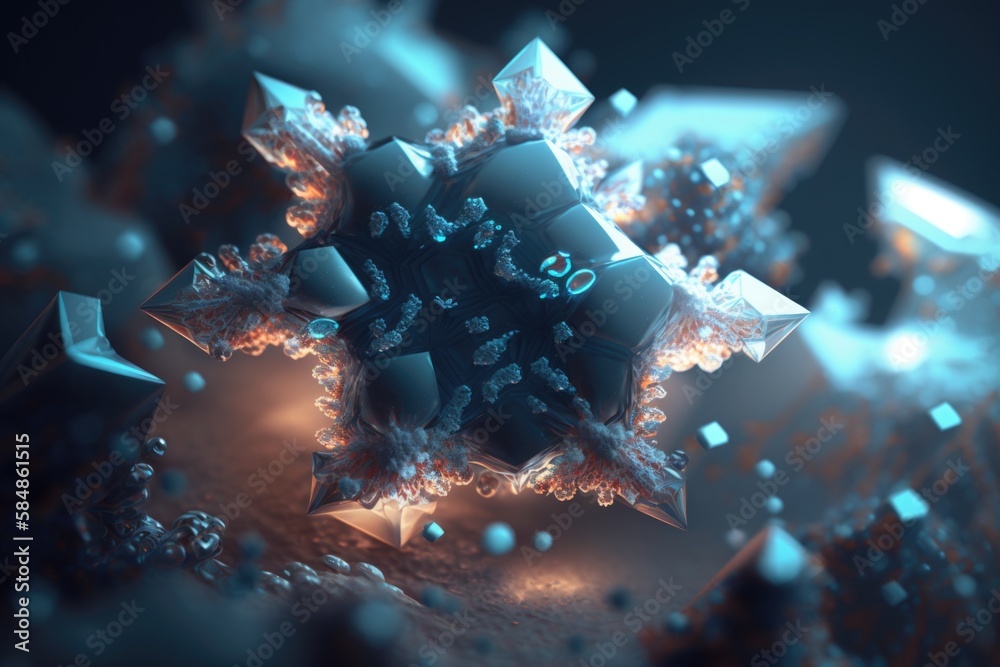 Poster a computer generated image of a snowflake with numbers and symbols tundra kinetic art motion graphic