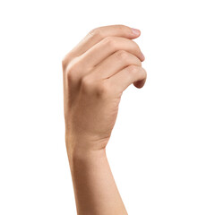 Hand holding something, cut out
