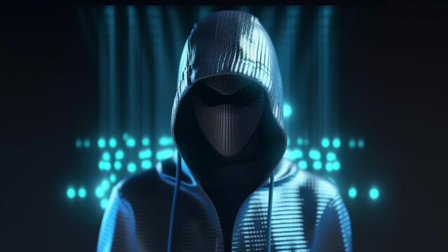 A hacker looking straight at the camera, network security, identity theft