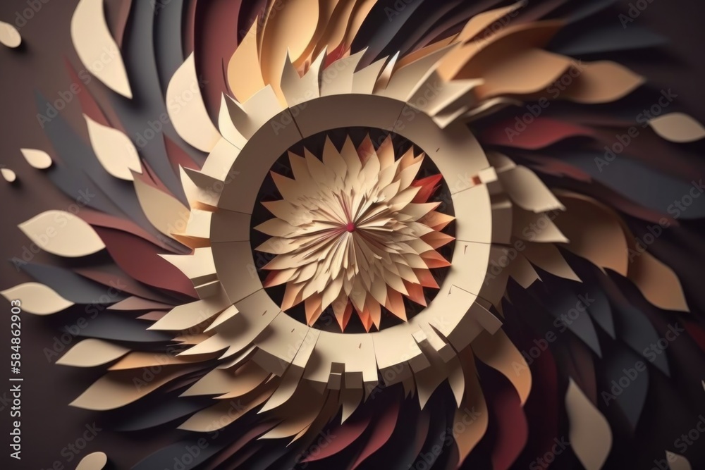 Poster a circular object made of paper with a circular design on it oasis kinetic art motion graphics