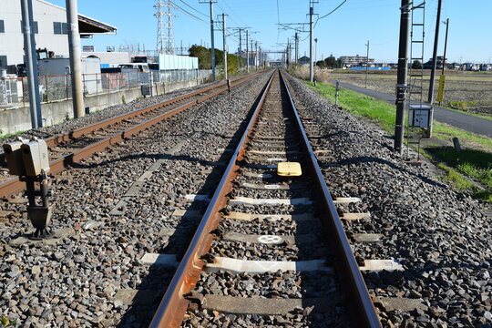 常磐線の鉄道線路 茨城県