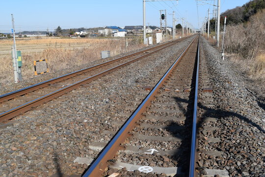 常磐線の鉄道線路 茨城県