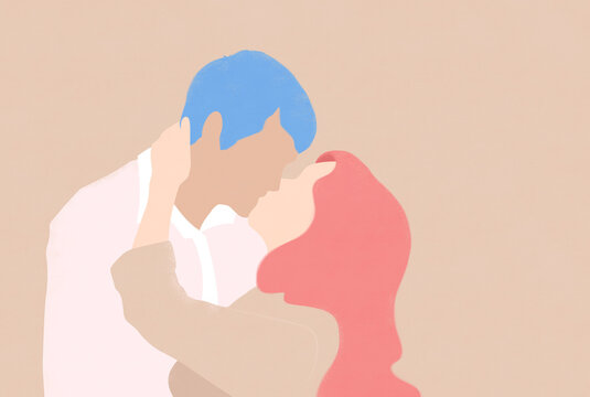 Naklejki Illustration of a kissing  man and a woman 