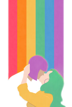 Illustration of two women kissing