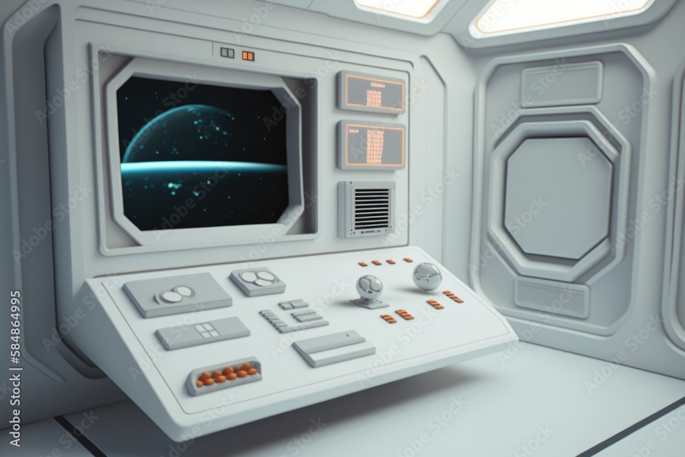 Poster a computer screen with a space scene in the background and a window lunar landscape animation 3d mod