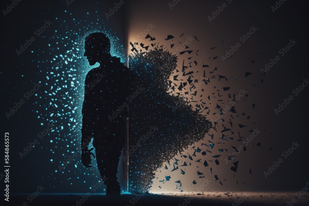 Fototapete A Man Standing In Front Of A Wall With A Lot Of Birds Flying Around Workshop Video Art Data Analytics Generative AI 