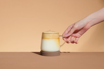 dalgona coffee, fluffy creamy whipped coffee