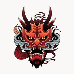 tattoo of a red dragon with smoke in the mouth