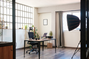 Modern workplace with desk