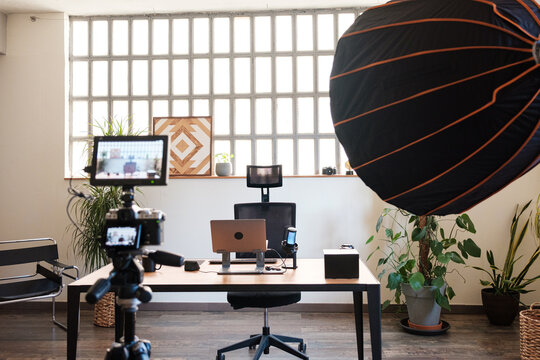 Studio of a podcaster
