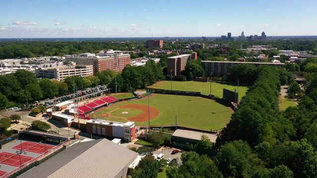 2022 - good aerial over North Carolina State University campus in Raleigh, North Carolina.