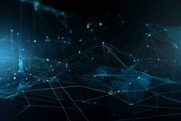 Obraz premium banner, Deep Blue background, Technology background, Business concept, digital background, bokeh, Generative AI