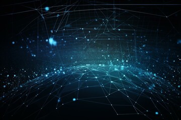 Obraz premium banner, Deep Blue background, Technology background, Business concept, digital background, bokeh, Generative AI