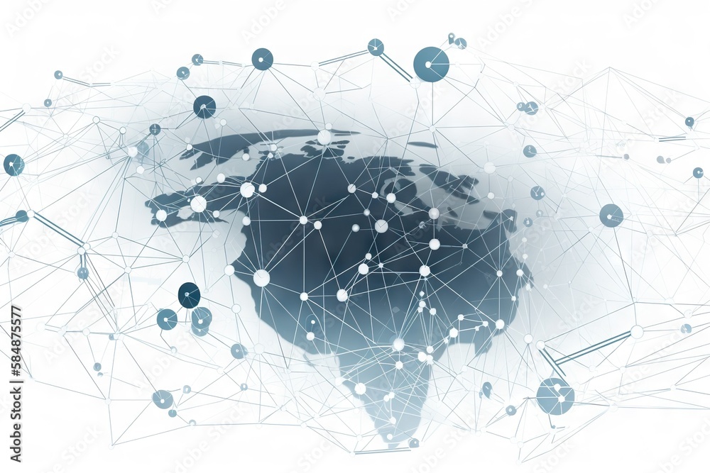 Poster A World Map With Dots And Lines On It And A White Background Deep Sea Trench Graphic Design Supply Chain Optimization Generative AI 