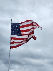 american flag and sky