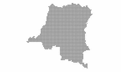 Democratic Republic of the Congo dotted map with grunge texture in dot style. Abstract vector illustration of a country map with halftone effect for infographic. 