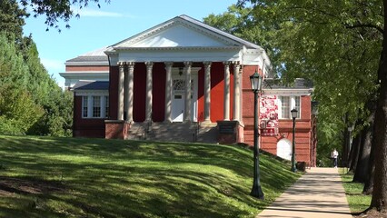 2022 - establishing shot of a classical building the University of Virginia campus.