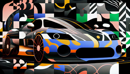 The art of tiles: A creative car illustration in mosaic