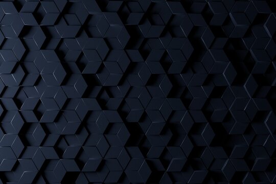 Futuristic Block Wall High Tech 3D Render of Diamond Tile Pattern.