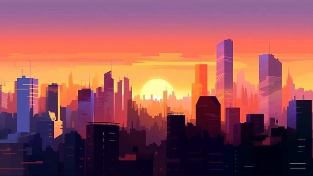 朝の街並み　風景　イメージイラスト　generative AI