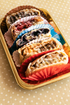 Various Slices Of Traditional Fruit Strudels