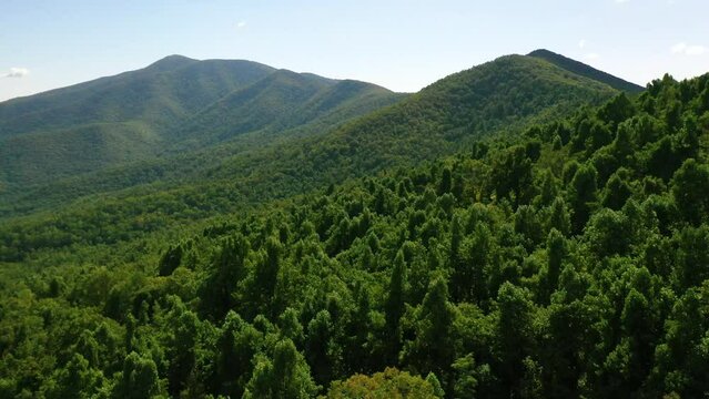 2022 - beautiful aerial over the Blue Ridge Mountains Appalachia, Tennessee, Virginia, North Carolina or Georgia.