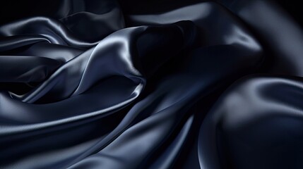 Navy blue elegant soft silk satin background with space for design. generative ai