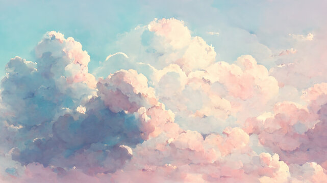 Cloudscape with vibrant pastel colors, calming background