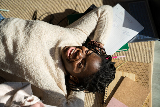 Relaxing teenager study at home