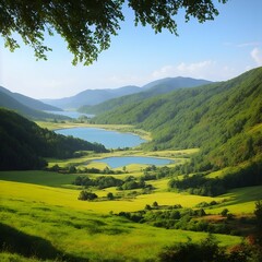 forest landscape, open field landscape, Generative AI
