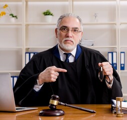 Aged lawyer working in the courthouse