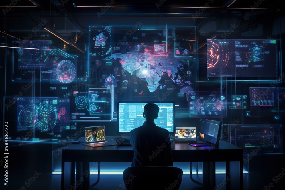 Poster a man sitting at a desk in front of a computer monitor workshop graphic design data analytics