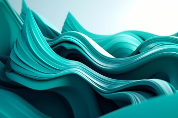 Teal Blue Waves in Smooth 3D Render: Modern Minimalist Industrial Design with Studio Lighting & Unreal Engine 5 in Zoomed Shoot, Generative ai