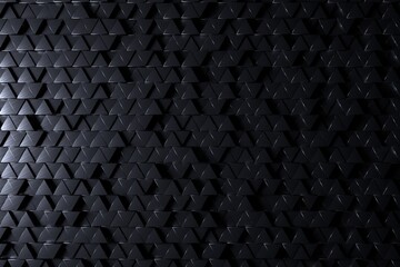 Futuristic Block Wall High Tech 3D Render of Triangles Tile Pattern.