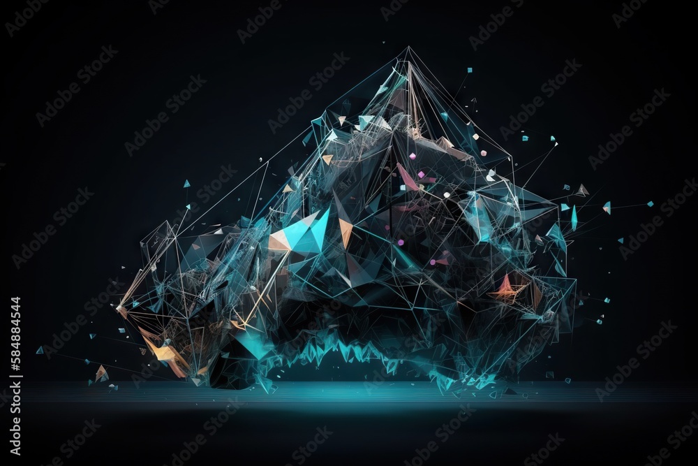 Fototapete a digital rendering of a mountain with a geometric pattern on it deep sea trench graphic design moti