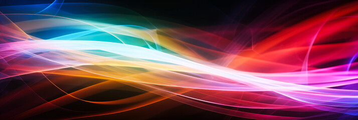 Obraz premium colorful glowing lighttrail background widescreen wallpaper, generative ai