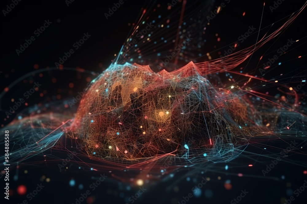 Poster A Computer Generated Image Of A Mountain With Many Lines And Dots Deep Sea Trench Animation Motion Graphics Generative AI 