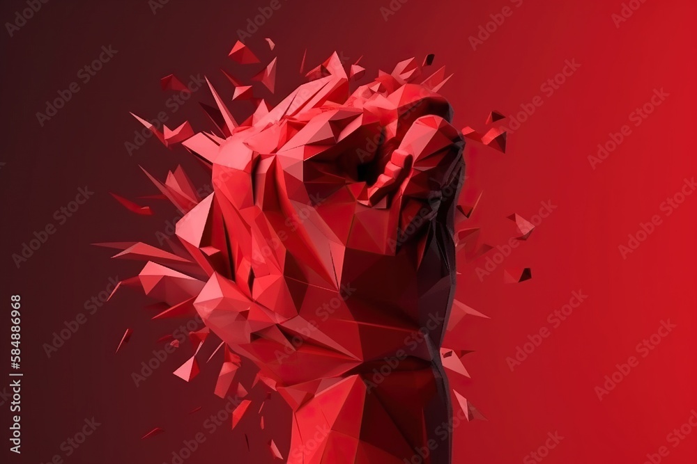 Poster a red abstract artwork with a red background and a red background martial arts studio constructivism