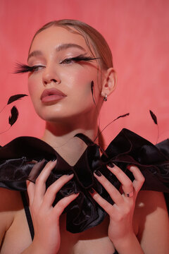 Sensual woman with feather lashes
