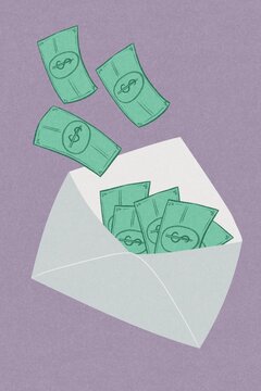 Envelope with dollars 