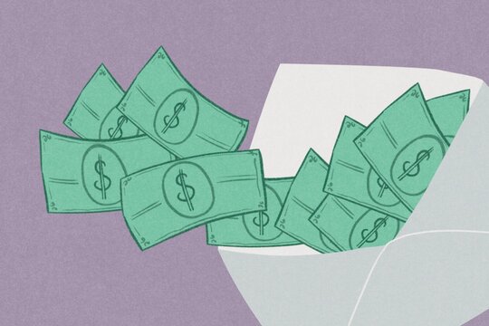 Envelope with dollars 