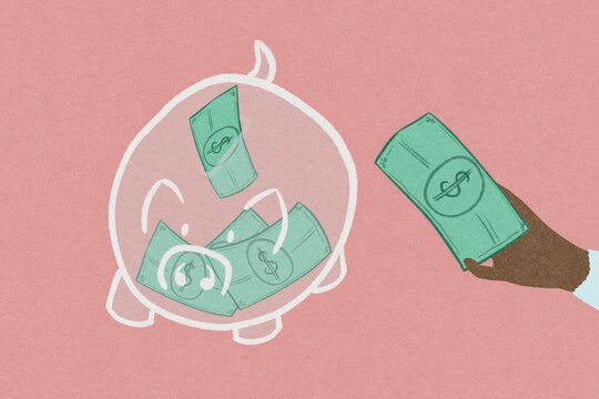 PIggy bank illustration, saving money