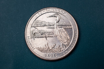 Quarter dollar US, 25 cent coin, Bombay Hook National Wildlife Refuge (Delaware), USA